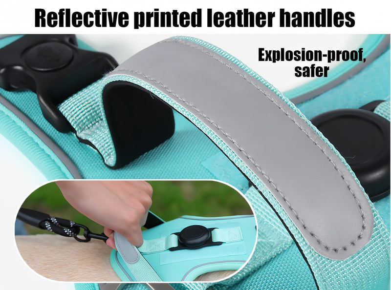 Waterproof and Breathable Dog Harness, Explosion-Proof Flush pet Harness, Adjustable Soft Padded pet Vest, Carrying Instant Control Handle, Reflective pet Vest for Easy Walking (Blue, Medium) Blue - PawsPlanet Australia
