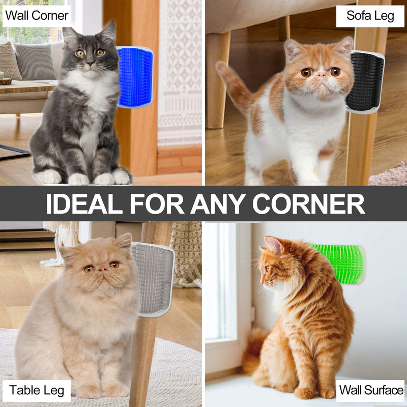 Cat Self Groomer Arch 4PCS Self Cleaning Slicker Brush Upgraded Cat Brushes Wall Corner for Shedding Grooming, Softer Massager Comb Interactive Toy for Short Long Haired Cats Fur Pets Dog Kitten Puppy Gray+Gray+Black+Black - PawsPlanet Australia