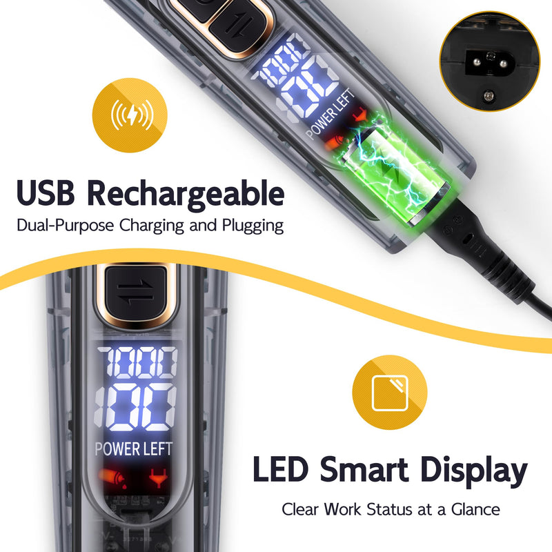 FURBONA Dog Grooming Kit with LED Display, 3-Speed, Low Noise, Rechargeable, Cordless, Waterproof Clippers for Dogs Cats Small & Large Pets with Thick Coats - PawsPlanet Australia