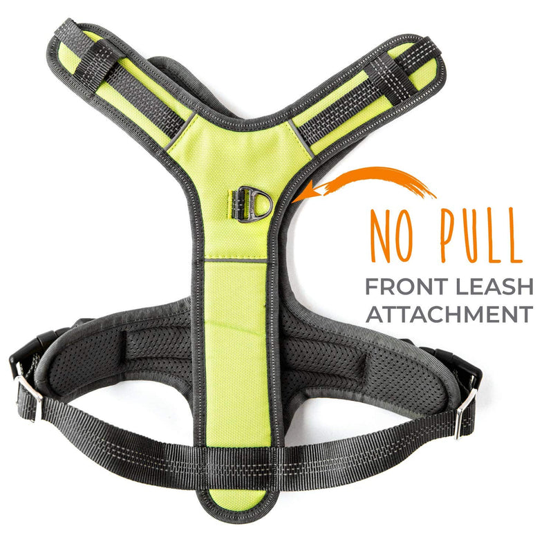 Mighty Paw Sport Harness 2.0 - Padded Canine Accessory - Adjustable Neck and Chest Straps - Enhanced Visibility with Reflective Stitching - Dog Body Harness - Neoprene Dog Harness - Medium - Green - PawsPlanet Australia