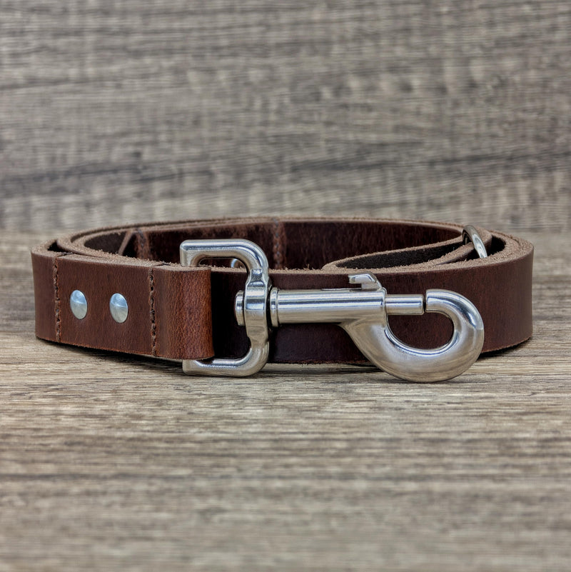 Ashford Ridge Full Grain Leather Dog Lead, Made in England - Antique Brown Small (1m) Small (1m) - PawsPlanet Australia