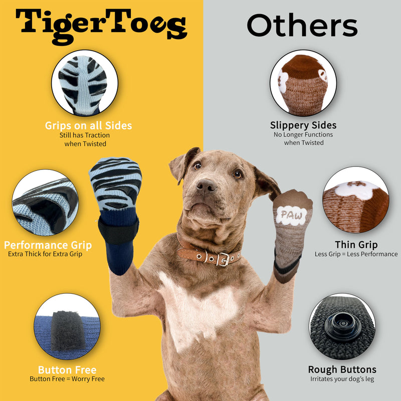 DOK TigerToes Premium Non-Slip Dog Socks for Hardwood Floors - Extra-Thick Grip that Works Even When Twisted - Prevents Licking, Slipping, and Great for Dog Paw Protection (Breezy Blue, XXL) Breezy Blue - PawsPlanet Australia
