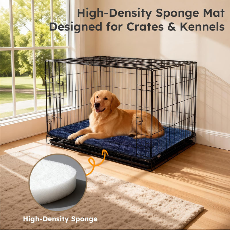 Dog Bed Mat, Dual-Sided Dog Crate Bed Mat - Ultra Soft & Machine Washable Kennel Pad for Large Dogs, All-Season Comfort Pet Bed for Crates, Travel, and Home, Dark Blue 35 x 23 Inch Large 35 x 23 x 1.5 in - PawsPlanet Australia