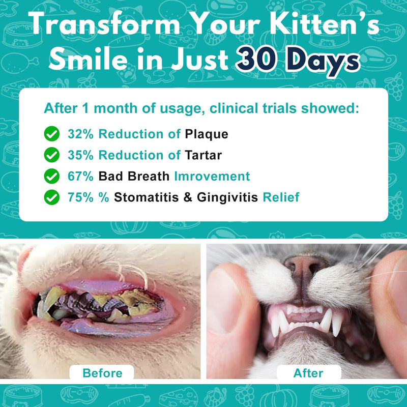 Cat Dental Care, Bad Breath, Stomatitis & Gingivitis Treatment for Cats, Cat Gum Disease Treatment, Cats Oral Health for Teeth, Gums, Mouth and Tartar, 400 Tiny Tablets - PawsPlanet Australia