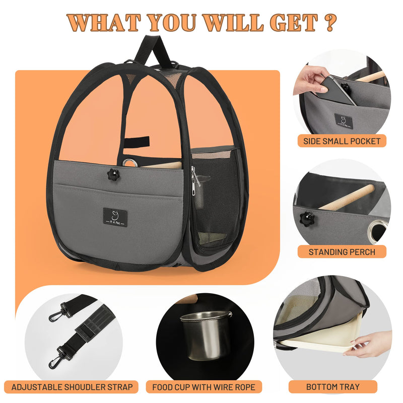 A4Pet Bird Carrier for Travel - Small Bird Travel Cage, Bird Bag with Stand, Tray and Feeding Cup, Portable and Lightweight for Small Animal Carrier - PawsPlanet Australia