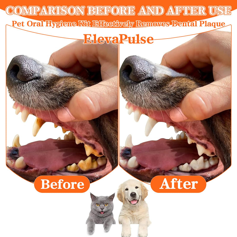 14-Piece Dog Toothbrush Set, Dog Toothbrush with 3-Head Brush & Finger Brush, Dog Dental Care Accessories for Pets, Multi-Angle Teeth Cleaning Set for Small, Medium and Large Pets