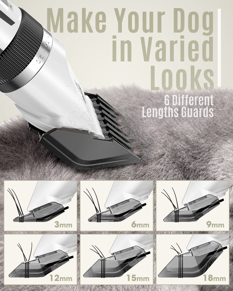oneisall Dog Shaver Clippers Low Noise Rechargeable Cordless Electric Quiet Hair Clippers Set for Dogs Cats Pets White - PawsPlanet Australia