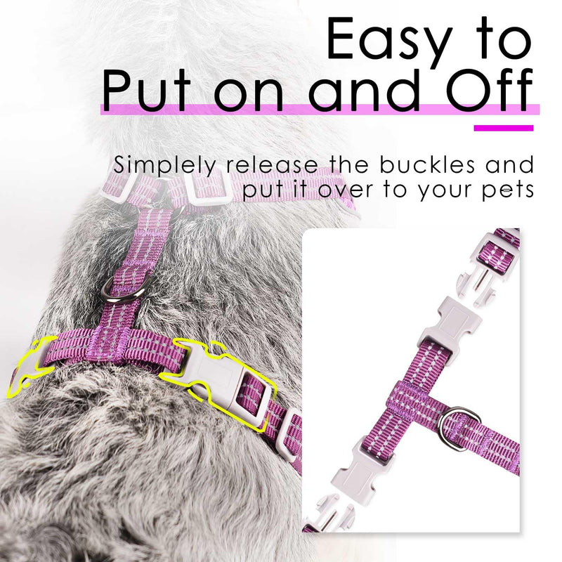 ThinkPet Reflective Breathable Soft Air Mesh No Pull Puppy Choke Free Over Head Vest Ventilation Harness for Puppy Small Medium Dogs and Cats (Purple,M) Medium (Pack of 1) Purple - PawsPlanet Australia