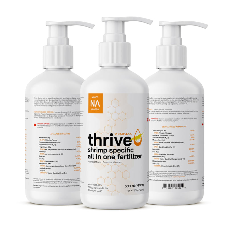 ThriveS Shrimp Specific All in One Aquarium Fertilizer – 500ml Liquid Plant Food – Comprehensive nutrients – Aquarium Nutrition – Convenient to Use – Concentrated Aquarium Plant Fertilizer 1 Pack
