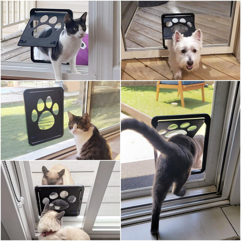 Enjoying Pet Screen Door 8"×10.2" Inner Door Size, Cat Doors with Replacement Magnetic Flap Lockable Doggy Screen Door, Black 8"×10.2" - PawsPlanet Australia