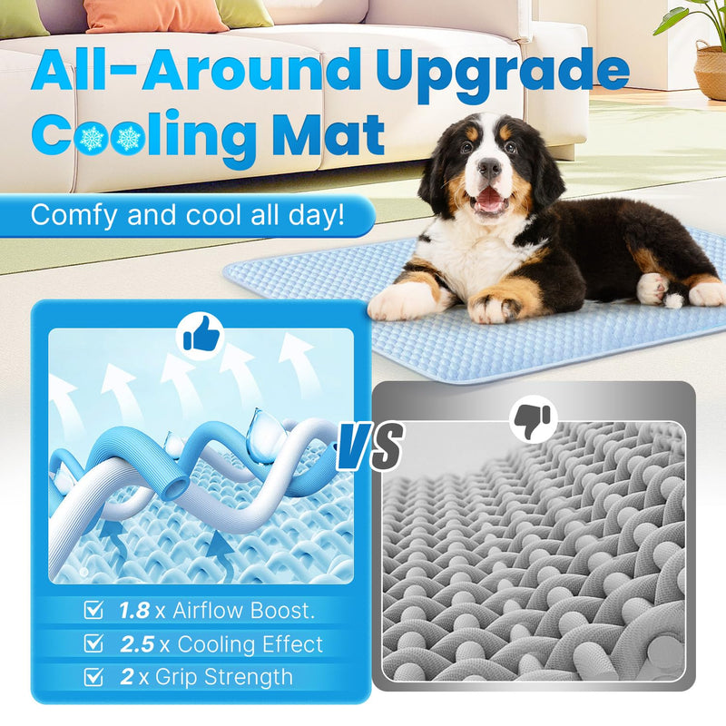 Mora Pets Dog Cooling Mat Breathable Cooling Pad for Dog Cats Washable Pet Cooling Mat for Indoor Outdoor Pets with Non-Slip Bottom 28 x 22 inch Light Blue Small 28'' x 22'' (Small) - PawsPlanet Australia