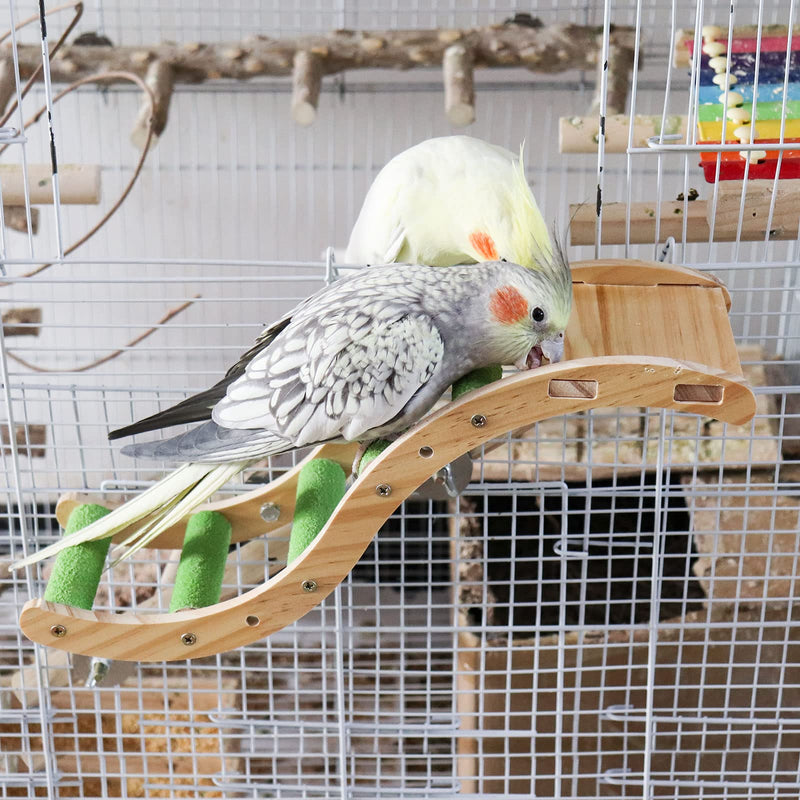 Bird Ladder Bridge, Wooden Pet Parrot Hamster Climbing Ladder Toys, Pet Bird Cage Accessories, Wood Climbing Ladder Perch for Bird Parrot Hamster Squirrel Sugar Gliders Parakeets Cockatiels(S Shape) Green - PawsPlanet Australia