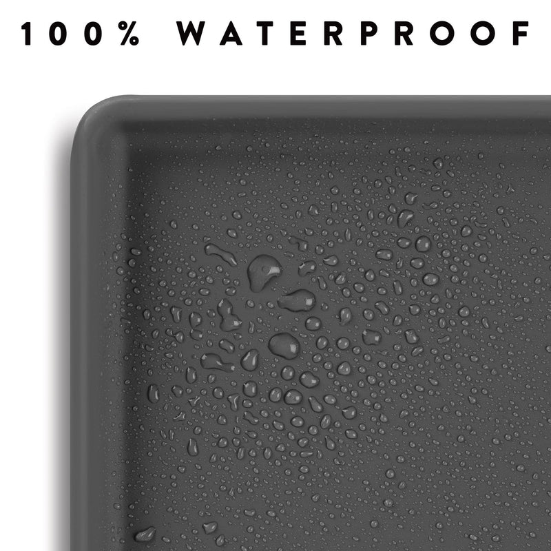 CatGuru Cat Food Mat, Small & Large Pet Food Mat, 100% Waterproof Cat Mat for Food and Water, Silicone Mat For Cat Bowls, Non-Slip Mat For Cat Food and Water Bowl or Cat Water Fountain (Small, Carbon) S: 19" x 11" - PawsPlanet Australia