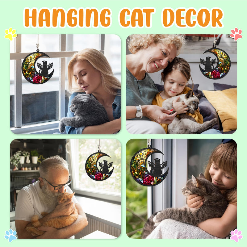 Cat Memorial Suncatcher for Windows Stained Glass,Pet Sympathy Gift to Memorialize The Loss,Unique Angel Cat Statue Suncatchers with Personalized Decorations Cat Memorial - PawsPlanet Australia