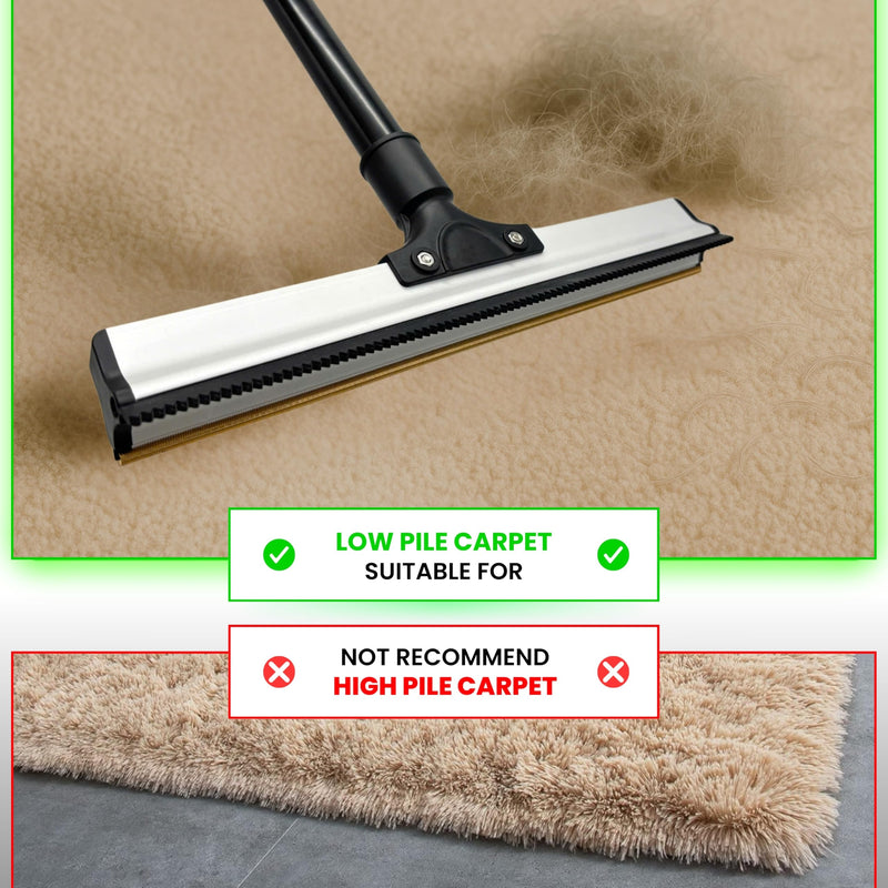 2025 Dual-Edge Carpet Rake for Pet Hair Removal & Fluffing Matted Carpet – 61" Adjustable Handle, Deep Clean Dog & Cat Hair Remover, Reusable Scraper for Rugs, Low Pile Carpet, Couch & Stairs (Set 3) Set 3 - PawsPlanet Australia