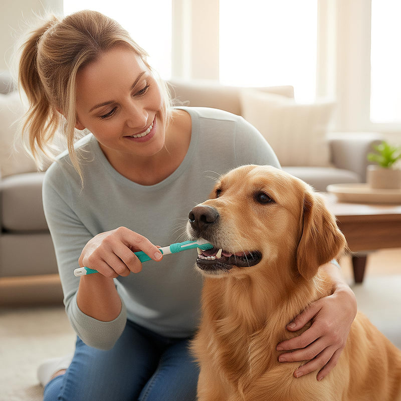 Dog Toothbrush Set, Includes Two Triple-Headed Toothbrushes, Four Finger Toothbrushes, and Two Double-Headed Toothbrush, Suitable for Dogs, Cats, and Other Pets