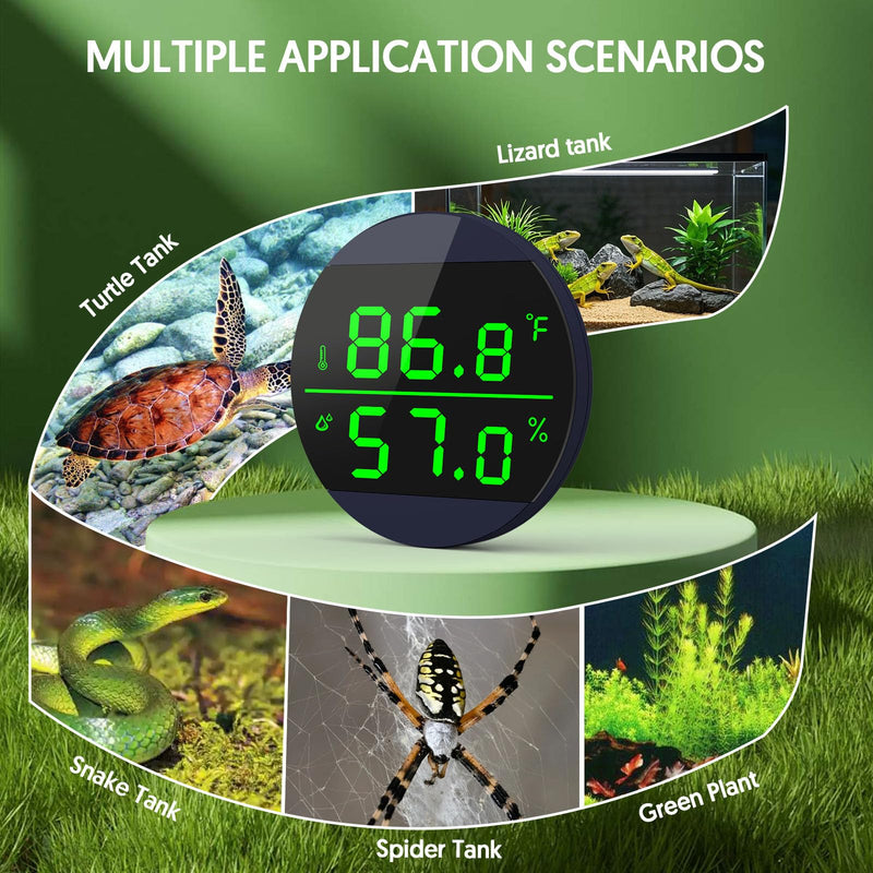 QZQ Reptile Thermometer and Humidity Gauge, LED Digital Thermometer Hydrometer, Reptile Tank Accessories for Bearded Dragon, Crested Gecko, Snake, Jumping Spider, Lizard, USB Power Supply (Blue) Blue - PawsPlanet Australia
