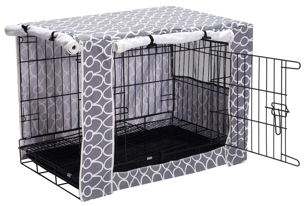 Dog Crate Cover Kennel Dogs Covers fits Small Medium Large crates cage Heavy Nylon Waterproof soundproof Indoor Outdoor - Cover only - Grey - 24 inch