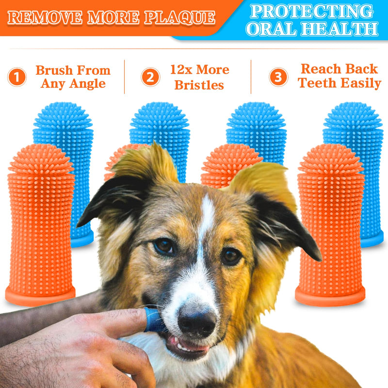 14-Piece Dog Toothbrush Set, Dog Toothbrush with 3-Head Brush & Finger Brush, Dog Dental Care Accessories for Pets, Multi-Angle Teeth Cleaning Set for Small, Medium and Large Pets