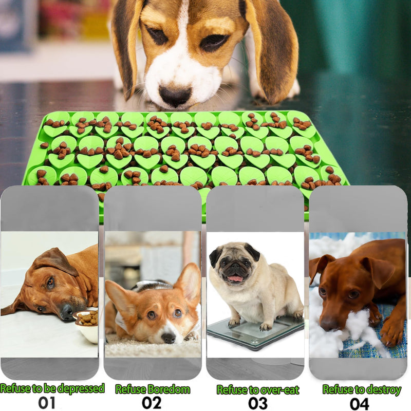 Medium Silicone Snuffle Mat for Small Medium Dogs Cats Slow Down Eating,Slow Feeder Lick Mat for Dry Wet Food for Pet Training Smell,Encourages Natural Foraging Skill,Relieving Stress (Green) Green-M (14.6x7.5in) - PawsPlanet Australia