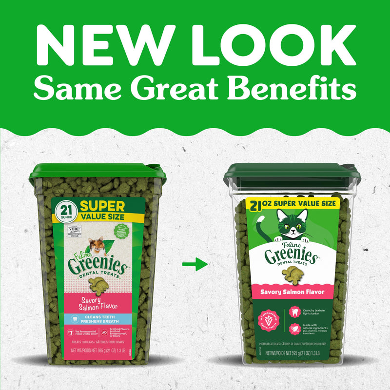 Greenies Cat Treats, Feline Veterinarian-Recommended Adult Natural Dental Cat Treats, Savory Salmon Flavor, 21 oz. Tub 1.31 Pound (Pack of 1) - PawsPlanet Australia