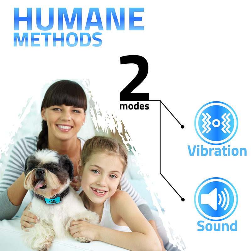 Rechargeable Anti Bark Collar - No Shock Training Dog Collar - Humane with Vibration and Sound Barking Collar for Small Medium Large Dogs - 2 Pack Blue Orange (Rechargeable) Orange & Blue Rechargeable - PawsPlanet Australia