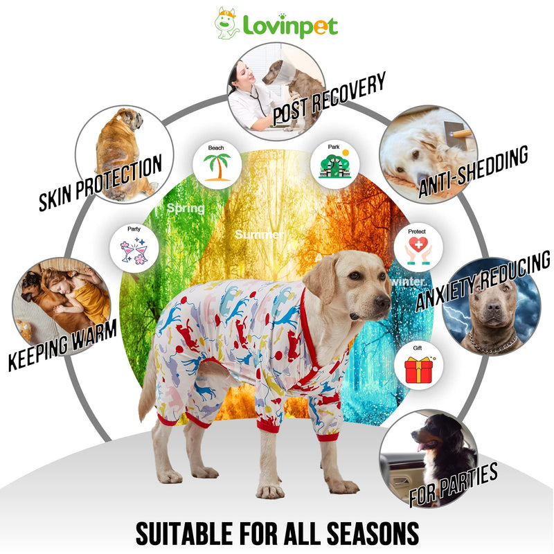 LovinPet Giant Large Dog Pajamas, Big Dog Surgical Recovery Shirt, Lightweight Pullover Dog Pajamas, Stop Shedding for Dogs, Pet PJ's, XL X-Large White - PawsPlanet Australia