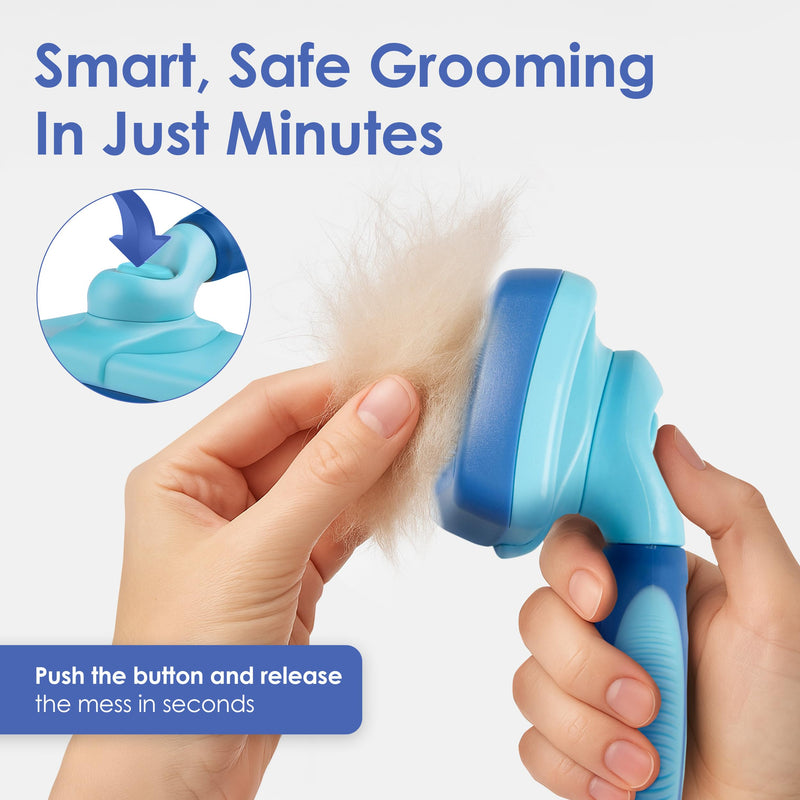 American Kennel Club-Self-Cleaning Slicker Brush for Dogs & Cats |Pet Grooming Brush |Removes Loose Hair, Mats & Tangles | Gentle Deshedding Tool for All Coat Types | Skin Friendly & Easy-Clean Design Self Cleaning Slicker Brush
