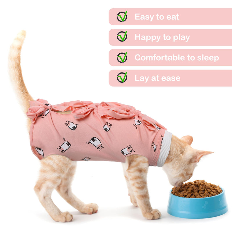 PUMYPOREITY Cat Recovery Suit After Surgery, Cat Onesie for Cats After Surgery, Cat Surgical Recovery Suit Female, Kitten Recovery Suit for Neutered/Abdominal Wound/Skin Damage/Weaning, XS, Pink