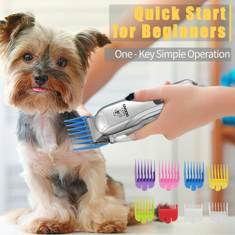 Dog Clippers for Grooming,Dog Grooming Kit for Heavy Thick Hair&Coats/Low Noise Rechargeable Cordless Pet Shaver with Paw Trimmer Nail Grinder/Hair Trimmer for Small & Large Cats Silver - PawsPlanet Australia