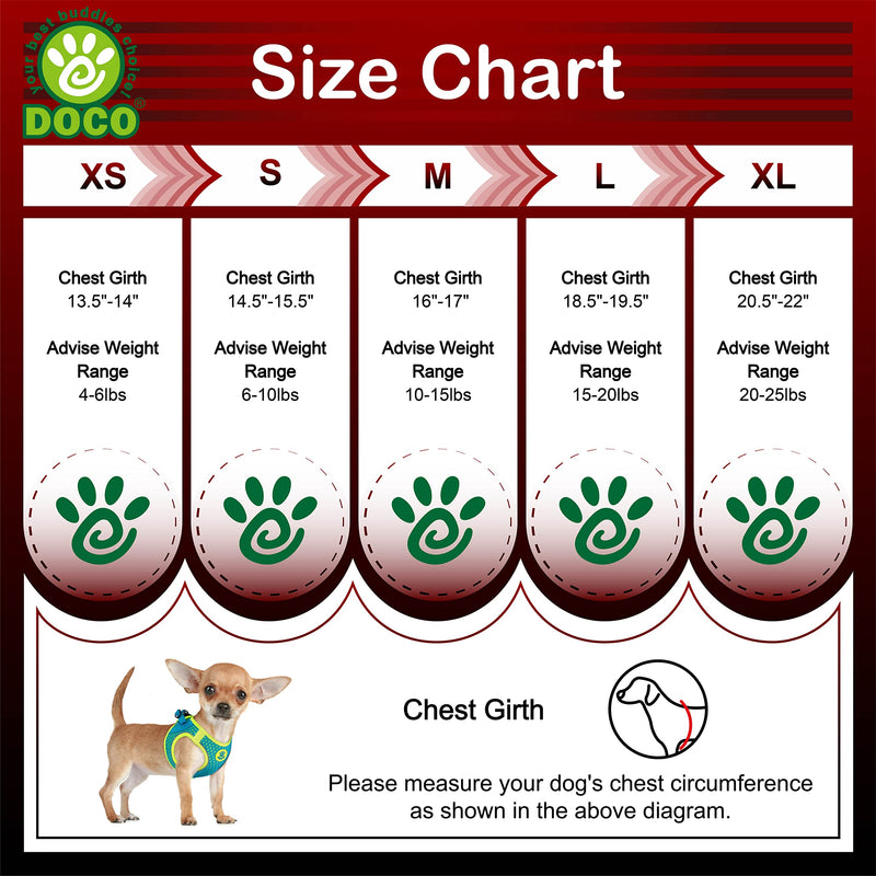 DOCO Athletica Small Dog Quick FIT Mesh Harness │ 2 Leash Clips, Heavy Duty No Choke Vest, Lightweight Reflective (Dogs and Puppies Under 30 lbs) Large (Chest: 18.5-19.5") Orange - PawsPlanet Australia
