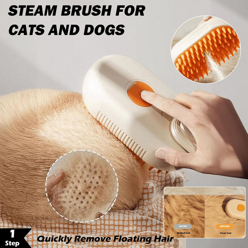 5 Pack Cat Steam Brush Kit - Pet Mist Water Brush for Dogs, Includes Steamy Brush, Undercoat Rake, Bath Brush, Flea Comb - Dynamic Dematting Tool White - PawsPlanet Australia