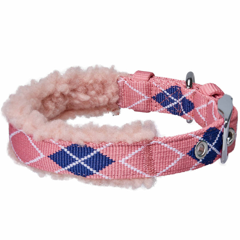 Blueberry Pet Soft & Comfy Scottish Argyle Fleece Padded Adjustable Dog Collar with Metal Buckle - Pink, Neck 13-16.5", for Medium Breed (13"-16 1/2") Neck * 3/4" Wide (Pack of 1) Argyle - Pink - PawsPlanet Australia