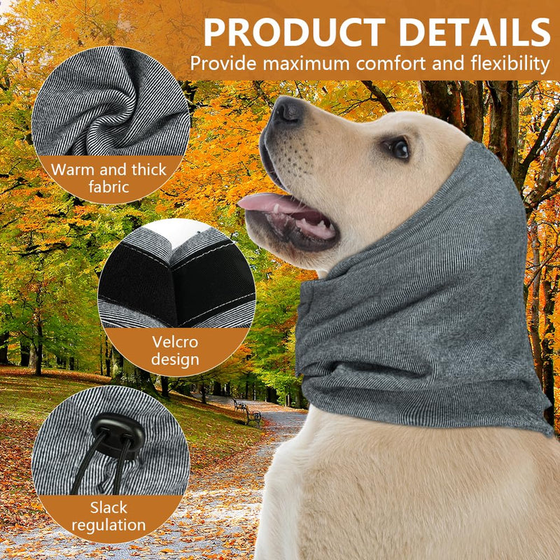 Aomig Dog Snood Ear Protectors, Dog Hat Neck and Ears Warmer, Dog Adjustable Ear Wrap, Dog Ear Muffs Noise Protection, Windproof and Cold-Proof Dog Snood Ear Protector for Anxiety Relief and Calming M Grey
