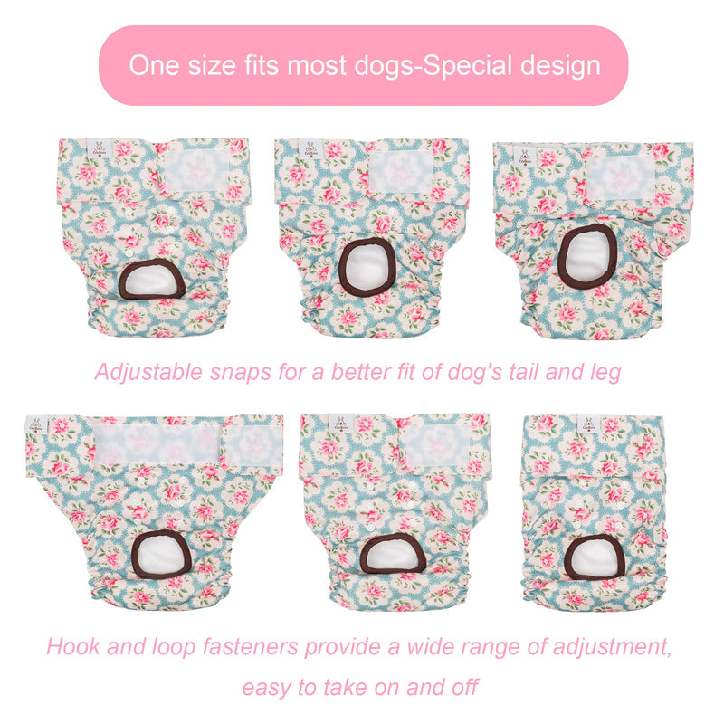 CuteBone Reusable Dog Diapers Female Small Medium Large 3 Pack Washable Doggie Diapers Puppy Period Pants for Doggy Heat Cycle Peeing D14M 1#Floral 3pcs