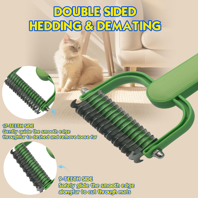 Pet Hair Removal Glove for Cats & Dogs, 2 Pcs Five-Finger Electrostatic Hair Remover Golve, with Pet Double-Sided Deshedding Brush Pet Hair Remover Tool on Carpet, Clothing, Laundry, Couch, Car Seat