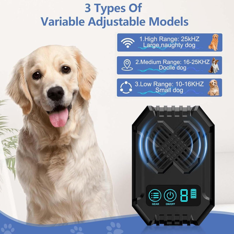 Anti Barking Devices, Ultrasonic Dog Bark, Dog Bark Deterrent Device 3 Adjustable Modes - Rechargeable Long Range 50FT