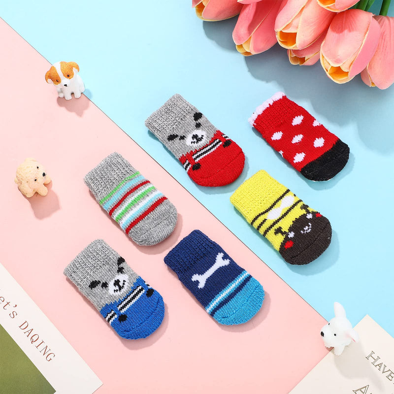 Sadnyy 24 Pcs Dog Socks for Small Medium Large Dogs Non Slip Pet Puppy Dog Socks Paw Protectors Outdoor Traction Control Socks for Hot Pavement Hardwood Floor Protection, 6 Styles(Small)