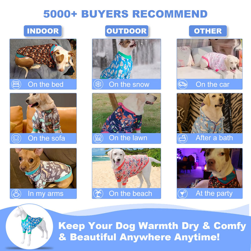 LovinPet PJS for Pit Bulls - Warm Pajamas for Dogs, Soft & Upgraded Lightweight Fabric Blue Happy Tossed Hippo Prints Clothes, Fashionable Dog Flannel Shirt, Suitable for Large Dog Breeds, Blue L Hippo Blue - PawsPlanet Australia