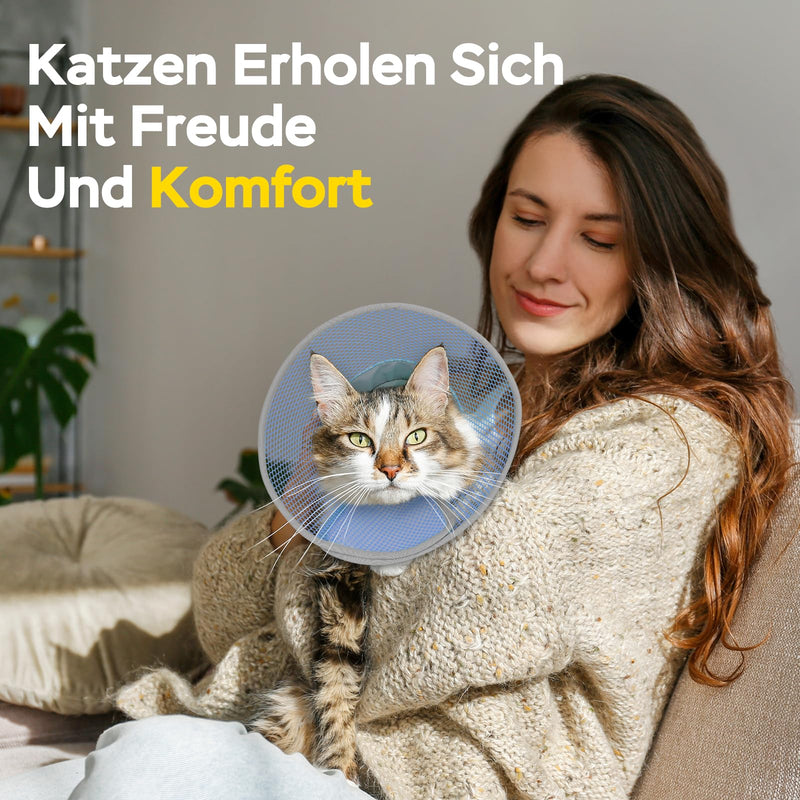 Supet Cat Collar - Soft and Comfortable, Adjustable, Waterproof, After Surgery to Prevent Licking and Scratching, Alternative to Plastic Elizabeth Cervical Collar (Deep Blue L) Deep Blue
