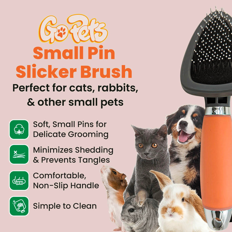 GoPets Small Pin Slicker Brush, Easy-Groom Pin Comb for Tangles & Shedding, Rounded Safety Tips, Dematting Brush for Short & Long Hair Cats, Dogs & Furry Pets, Ideal for Sensitive, Hard-to-Reach Areas - PawsPlanet Australia