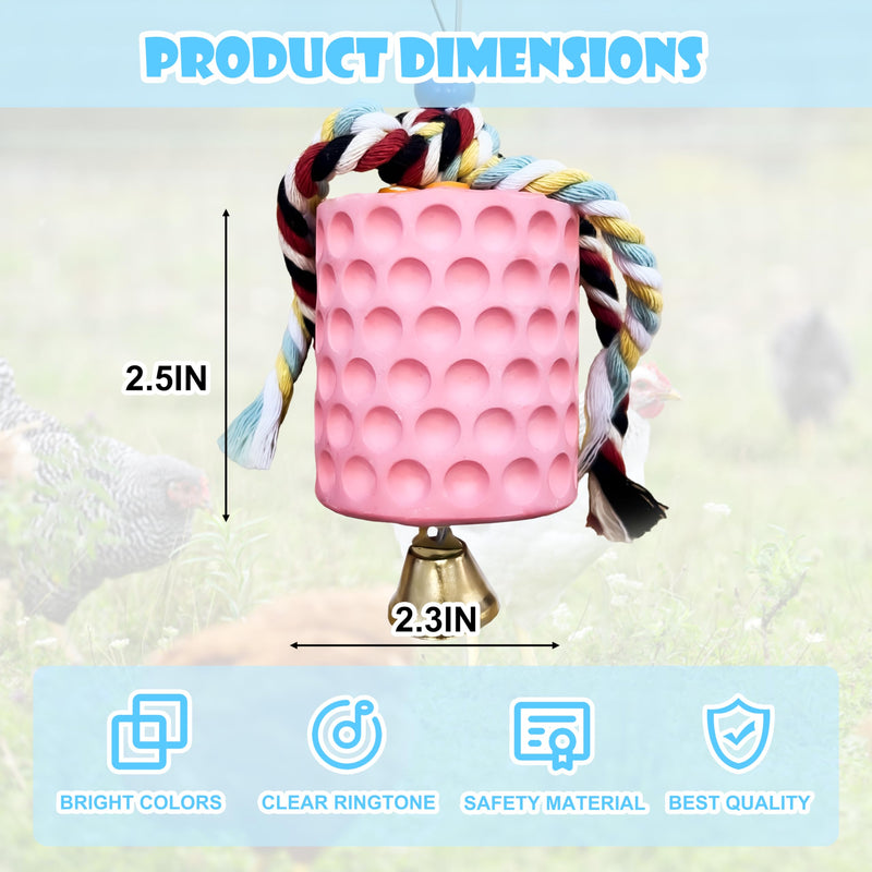 Chicken Toys,Bird Beak Grinding Stone,Chicken Coop Accessories,Chew Treats Toy with Bell for Chicken, Hens, Turkeys,Ducks,Birds,Poultry(Pink) PINK - PawsPlanet Australia