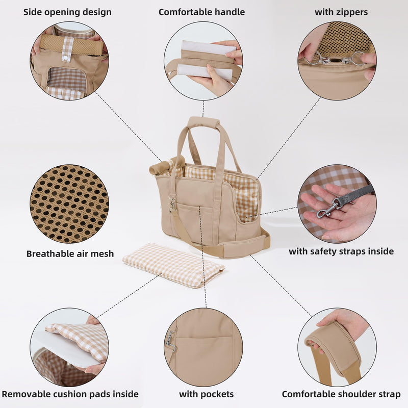 Pet Dog Casual Crossbody Bag, Hands-Free One Shoulder Soft Edged Pet Bag, Fully Open Sunroof Cover with Mesh Window and Large Front Pocket, Pet Carrier Purse for Small Dog Cat（Can Hold 10 Pounds） - PawsPlanet Australia