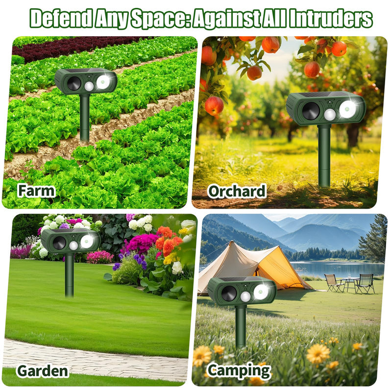 Solar Ultrasonic Animal Repellent, Deer Repellent Devices Waterproof, Cat Repellent Outdoor with Motion Detection Squirrel Skunk Rabbit Dog Raccoon Deterrents Animal Repeller for Yard, 1 Pack, Green - PawsPlanet Australia