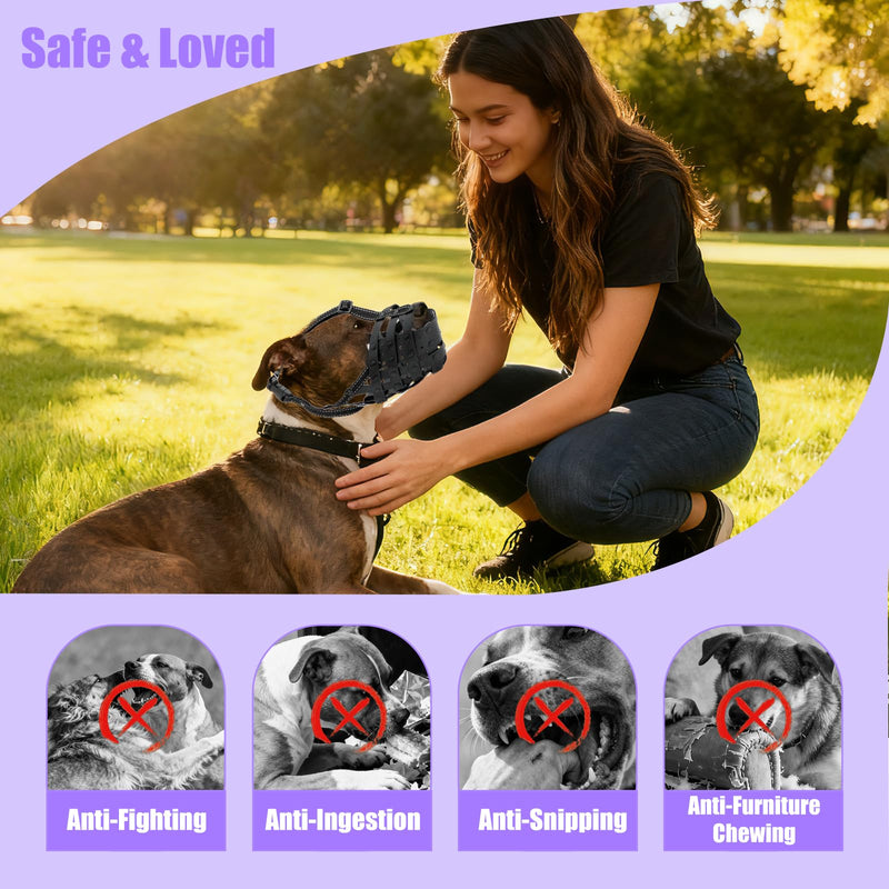 PVC Woven Basket Dog Muzzle for Medium & Large Sized Dogs - Pitbull, Amstaff & Rottweiler Breathable Adjustable Muzzle, Safe Anti-Chewing Biting Comfortable M - PawsPlanet Australia