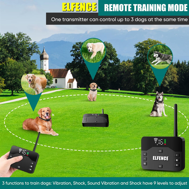 Wireless Dog Fence System, Electric Fence for Dog, Portable Wireless Pet Perimeter Dog Training Collar, Adjustable Safe Dog Boundary,Rechargeable Collar for Big,Medium Sizes Dogs (1 Dog Collar) - PawsPlanet Australia