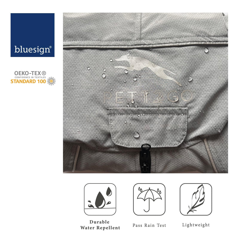 Dog Lightweight Windbreaker, Pet Outdoor Sports Jacket, 0.5 lbs,3 in One, Hooded, Easy on/Off with Collar and Harness, Reflective Piping, Packable, Dog Hiking/Camping, Grey (Medium) Medium - PawsPlanet Australia