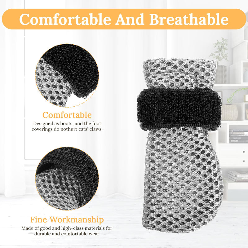 4 Pcs Cat Boots Anti Scratch Mittens Gloves Adjustable Cat Claw Protectors Foot Covers Mesh Breathable Cats Shoes to Prevent Scratching for Pet Bathing Feeding Cutting Nail Trimming - PawsPlanet Australia