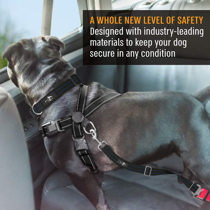 Active Pets Blue Car Seat Belt for Dogs, Attaches to Harness & Collar, Adjustable 18" - 24" Travel Restraint System Fits Small - Large Pups for Safety & Comfort, Essential Pet Supplies & Accessories Blue - 1 Pack - PawsPlanet Australia