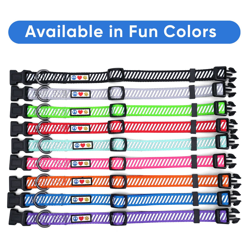 Pawtitas Reflective Dog Collar for Dog and Puppies A High Visibility Collar with Reflective Bands | Adjustable Dog Collar Heavy Duty Perfect for Extra Small and Small Puppies - Purple XS Collar X-Small (Pack of 1) - PawsPlanet Australia